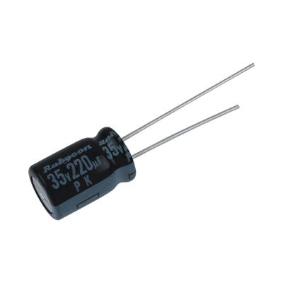 Capacitor Electrolítico Radial en Aluminio de 220 µFd, 35 Vcc, 105 °C, 10 x 12.5 mm. Capacitor Electrolítico Radial en Aluminio de 220 µFd, 35 Vcc, 105 °C, 10 x 12.5 mm.