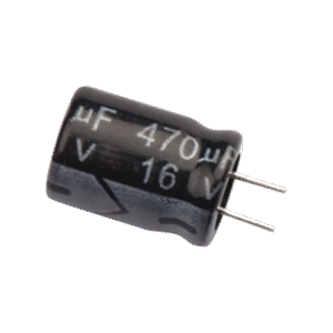 Capacitor Electrolítico de Aluminio, Radial de 470 µFd, 16 Vcc, 105 °C, 8.0 x 11 mm.