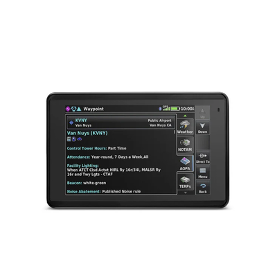 Navegador portátil aera 660, muestra información de trafico aéreo y una excelente visualización por medio de su pantalla con visión 3D touch screen.