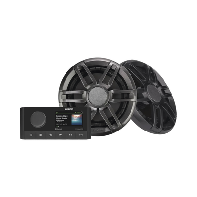 Sistema de estero marino MS-RA210 con dos bocinas de diseño deportivo XS incluidas.