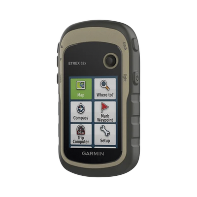GPS portátil eTrex 32x con memoria interna de 8 GB, pantalla de 2.2" a color, con mapa topográfico de carreteras y senderos incluido.