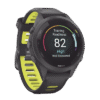 Forerunner® 265S, Bisel y carcasa en negro con correa de silicona en negro/amarillo