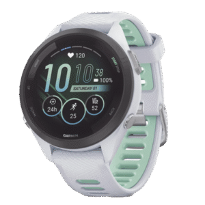 Forerunner® 265S, Bisel negro con carcasa en blanco y correa de silicona en blanco/verde Forerunner® 265S, Bisel negro con carcasa en blanco y correa de silicona en blanco/verde