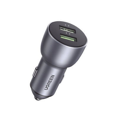 Cargador de Auto 36W | 2 Puertos USB-A | Carga Rápida | Compatible con Vehículos de 12 y 24 VCD | PD3.0 + QC3.0 | Chip Inteligente | Diseño Compacto | Mayor Eficiencia Energética | Aleación de Aluminio.