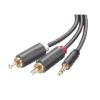 Cable Adaptador de 3.5mm Macho a 2 RCA Macho / 5 Metros / Color Gris / Blindaje Múltiple / ABS / Alta Calidad