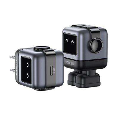 Cargador Mini GaNRobot 30W serie UNO | 1 USB-C de Carga Rápida | Tecnología GaN II | Multiprotocolo PD/QC/SCP/FCA | Carga Inteligente | Pantalla LED | Zapato Magnético Extraíble | Thermal Guard | Color Negro.