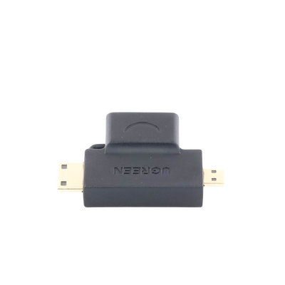 Adaptador Micro + Mini HDMI Macho a HDMI Hembra / Mini HDMI Tipo C a HDMI Tipo A 4K@30HZ / Micro HDMI Tipo D a HDMI Tipo A 1080P@60Hz / Conector Chapado en Oro / Compacto, Portátil y Fácil de Usar