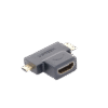 Adaptador Micro + Mini HDMI Macho a HDMI Hembra / Mini HDMI Tipo C a HDMI Tipo A 4K@30HZ / Micro HDMI Tipo D a HDMI Tipo A 1080P@60Hz / Conector Chapado en Oro / Compacto, Portátil y Fácil de Usar