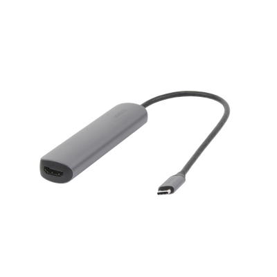 HUB USB-C Multipuertos / 4 Puertos USB-A 3.0 / HDMI 4K@30Hz / USB 3.0 a 5Gbps / Chip Inteligente Incorporado / 5 en 1 / Carcasa de Aluminio.