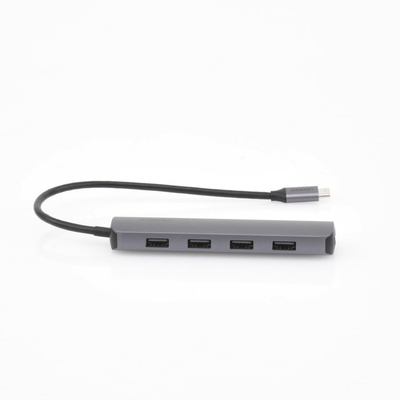 HUB USB-C Multipuertos / 4 Puertos USB-A 3.0 / HDMI 4K@30Hz / USB 3.0 a 5Gbps / Chip Inteligente Incorporado / 5 en 1 / Carcasa de Aluminio.