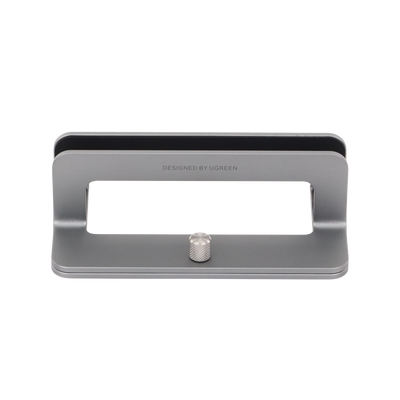 Soporte Vertical para Laptop / Adecuado para escritorio / Anchura Ajustable (12-26mm) / Amplia compatibilidad / Anti-Arañazos / Anti-Deslizante /Ajustable Mediante Tornillos / Color Plata / Aluminio + Silicona