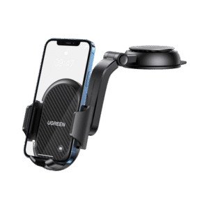 Soporte para Teléfono con Ventosa | Diseño en forma de Cascada | Instalación en Parabrisas o Tablero | Seguro de Succión | Ajuste Vertical 220° | Ajuste Horizontal 60° | Gira 360° | Compatible con dispositivos de 4