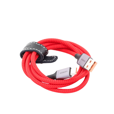 Cable USB-A a USB-C | 1 Metro | Carga Rápida QC 4.0/3.0/2.0 | FPC | AFC | Protección Integrada | 480 Mbps | Caja de Aluminio | Nylon Trenzado | Color Rojo | Ampliamente Sugerido para Carga Rápida HUAWEI.