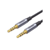 Cable Auxiliar de 3.5mm / Cable Audio Estéreo / Núcleo de Alambre de Cobre Esmaltado / Carcasa de Aluminio Azul + Nylon Trenzado / Soporta Micrófono / 2 Metros
