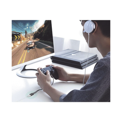 Cable Adaptador/Divisor de Audio de 3.5mm Macho a 2 Terminales de 3.5mm Hembra / 25 cm de Longitud / Cable TPE / Color Negro Cable Adaptador/Divisor de Audio de 3.5mm Macho a 2 Terminales de 3.5mm Hembra / 25 cm de Longitud / Cable TPE / Color Negro