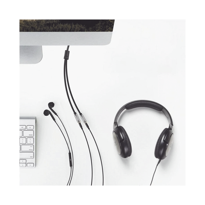 Cable Adaptador/Divisor de Audio de 3.5mm Macho a 2 Terminales de 3.5mm Hembra / 25 cm de Longitud / Cable TPE / Color Negro Cable Adaptador/Divisor de Audio de 3.5mm Macho a 2 Terminales de 3.5mm Hembra / 25 cm de Longitud / Cable TPE / Color Negro