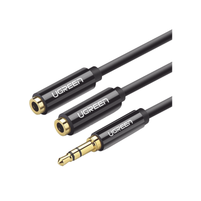 Cable Adaptador/Divisor de Audio de 3.5mm Macho a 2 Terminales de 3.5mm Hembra / 25 cm de Longitud / Cable TPE / Color Negro Cable Adaptador/Divisor de Audio de 3.5mm Macho a 2 Terminales de 3.5mm Hembra / 25 cm de Longitud / Cable TPE / Color Negro