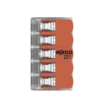 Conector de empalme compacto para todo tipo de conductores transparente para 5 conductores.