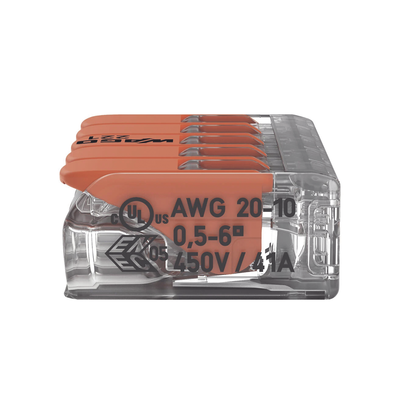 Conector de empalme compacto para todo tipo de conductores transparente para 5 conductores.