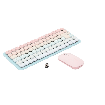 Paquete de Teclado y Mouse | 85 teclas en Español | Bluetooth y 2.4GHz | Mouse Ambidiestro | Sensor de DPI ajustable | Efectos de Iluminación del Teclado | Amplia compatibilidad | Color Rosa.