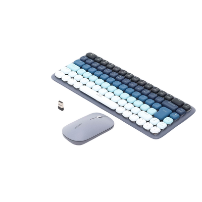 Paquete de Teclado y Mouse | 85 teclas en Español | Bluetooth y 2.4GHz | Mouse Ambidiestro | Sensor de DPI ajustable | Efectos de Iluminación del Teclado | Amplia compatibilidad | Color Azul.