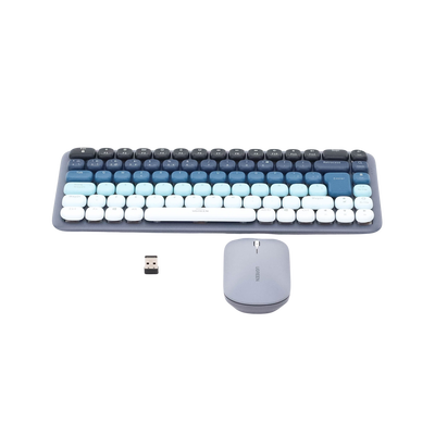 Paquete de Teclado y Mouse | 85 teclas en Español | Bluetooth y 2.4GHz | Mouse Ambidiestro | Sensor de DPI ajustable | Efectos de Iluminación del Teclado | Amplia compatibilidad | Color Azul.