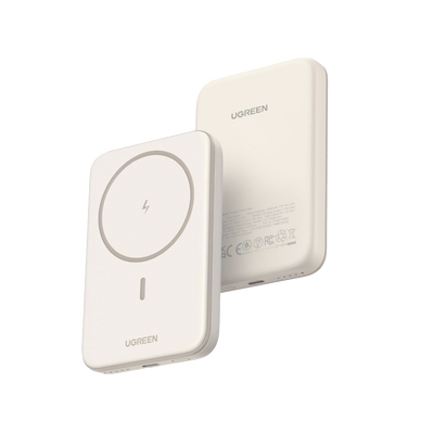 Power Bank MagSafe de 10000mAh | 20W | Carga Inalámbrica y por Cable USB-C | Sistema de Protección Inteligente | Tecnología de Carga Rápida | Ultra Delgado | Ultra ligero | Compatible con iPhone 15/14/13/12 | Color Beige.