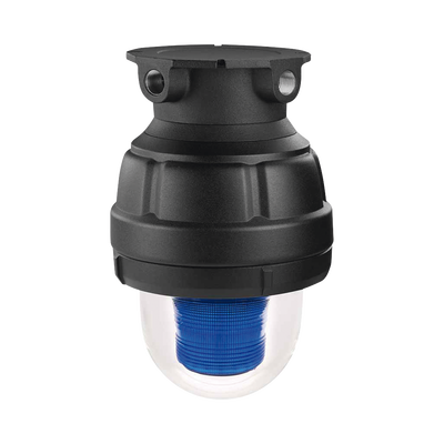 Luz estroboscopica a prueba de explosiones UL y cUL para Clase I, División 1, Grupo C y D; Clase I, División 2, Grupos A y B; Clase II, División 1, Grupos E, F y G; Clase III, 24 VCD, Color Azul, Montaje no incluido