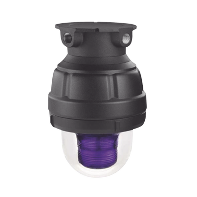 Luz estroboscopica a prueba de explosiones UL y cUL para Clase I, División 1, Grupo C y D; Clase I, División 2, Grupos A y B; Clase II, División 1, Grupos E, F y G; Clase III , 24 Vcd, color Magenta, montaje no incluido