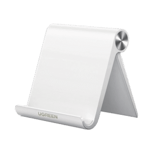 Soporte de Escritorio para Telefono Celular / Ajustable de 0° a 100° / Goma Antiarañazos / Antideslizante / Amplia Compatibilidad con dispositivos de 4'' a 7.9'' / Plegable / ABS / Color Blanco