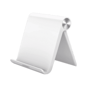 Soporte de Escritorio para Tablet / Ajustable de 0° a 100° / Goma Antiarañazos / Antideslizante / Amplia Compatibilidad con dispositivos de 4'' a 13'' / Plegable / ABS / Color Blanco