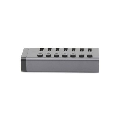 HUB de 7 Puertos USB 3.0 / 4 puertos de Carga Inteligente / Interruptor Individual / Indicadores LED / USB 3.0 a 5Gbps / 1 USB-C Hembra (solo datos) / Incluye Adaptador de Corriente 12V 2A / 7 en 1