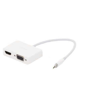 Adaptador USB C a HDMI VGA | Compatible con Thunderbolt 3 | USB 3.1 Tipo C | HDMI 4K*2K @30Hz | VGA 1920*1080@60hz | Salidas Simultaneas en Modo Espejo | Caja de ABS | No requiere Controlador | Chip IC inteligente incorporado.