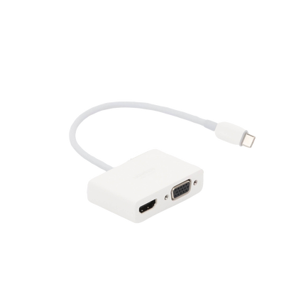 Adaptador USB C a HDMI VGA | Compatible con Thunderbolt 3 | USB 3.1 Tipo C | HDMI 4K*2K @30Hz | VGA 1920*1080@60hz | Salidas Simultaneas en Modo Espejo | Caja de ABS | No requiere Controlador | Chip IC inteligente incorporado.