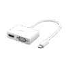 Adaptador USB C a HDMI VGA | Compatible con Thunderbolt 3 | USB 3.1 Tipo C | HDMI 4K*2K @30Hz | VGA 1920*1080@60hz | Salidas Simultaneas en Modo Espejo | Caja de ABS | No requiere Controlador | Chip IC inteligente incorporado.