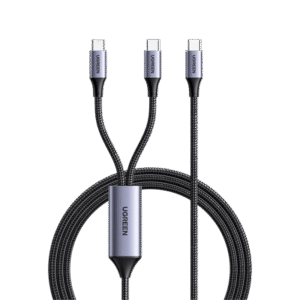 Cable USB-C a Y (USB-C & USB-C) | 1.5 Metros | Carga Rápida de hasta 100W | PD3.0 | QC4.0/3.0/2.0 | FPC | AFC | Protección Integrada| Caja de Aluminio | Nylon Trenzado | Amplia Compatibilidad | Color Negro. Cable USB-C a Y (USB-C & USB-C) | 1.5 Metros | Carga Rápida de hasta 100W | PD3.0 | QC4.0/3.0/2.0 | FPC | AFC | Protección Integrada| Caja de Aluminio | Nylon Trenzado | Amplia Compatibilidad | Color Negro.