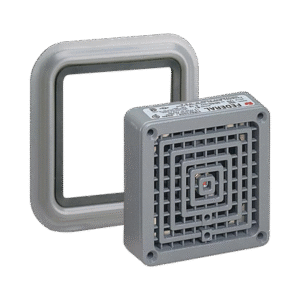 Bocina Vibratone® con placa de ajuste de hasta 110 dB, Listado por UL y cUL, 24 VCA, Color Gris