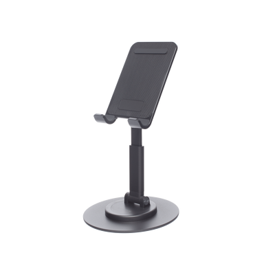 Soporte para Teléfono Celular Giratorio | 360° de Rotación | Angulo Ajustable | Altura Ajustable 17-20cm | Antideslizante | Ejes Giratorios de Alta Precisión| Plegable | Aluminio | Color Gris