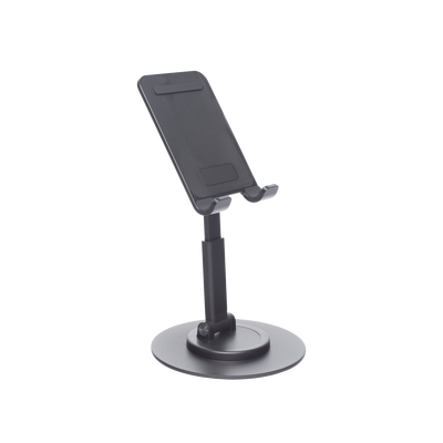 Soporte para Teléfono Celular Giratorio | 360° de Rotación | Angulo Ajustable | Altura Ajustable 17-20cm | Antideslizante | Ejes Giratorios de Alta Precisión| Plegable | Aluminio | Color Gris