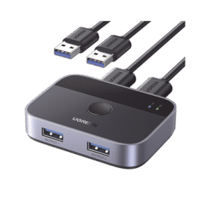 Conmutador USB para Compartir 2 Puertos USB 3.0 a 2 PC Ìs | Cambio Mediante Botón | Incluye Dos Cables USB de 1.5 m | ABS | Permite que 2 Usuarios Compartan 2 Dispositivos Periféricos USB 3.0, como una impresora, un escáner, etc.