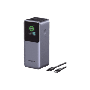 Power Bank de 20000mAh | 3 Salidas 130W Max. | USB-A + 2 USB-C | PD 3.0 | QC3.0 | FCP | SCP | Pantalla Inteligente | Carcasa Ignifuga | Color Gris | Incluye Cable USB de 50cm | Carga tu Laptop de Manera Segura.