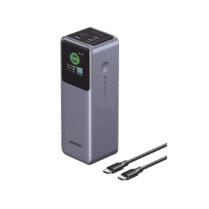 Power Bank de 20000mAh | 3 Salidas 100W Max. | USB-A + 2 USB-C | PD 3.0 | QC3.0 | FCP | SCP | Pantalla Inteligente | Carcasa Ignifuga | Color Gris | Incluye Cable USB de 50cm | Carga tu Laptop de Manera Segura.