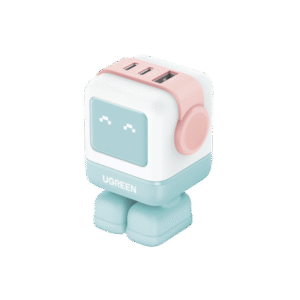 Cargador RobotGaN de 65W Serie UNO | 3 Puertos de Carga Rápida | 2 USB-C | 1 USB-A | PD 3.0 | QC 4.0 | Carga Inteligente | Tecnología GaN II | Zapato Magnético Extraíble | Carcasa Ignifuga | Pantalla LED.