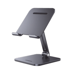 Soporte de Aluminio para IPad & Tablet | Plegable |Angulo Ajustable de 180° y 270° | Base Antideslizante | Protección de Silicona | Amplia Compatibilidad con dispositivos de 7.9'' a 12.9'' | Aluminio Solido | Color Gris