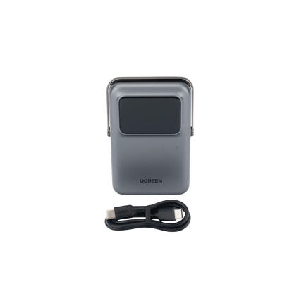 Power Bank Serie UNO Inalambrico | 10000mAh | 7.5W/20W | Con Emojis de Estado | Carga Rápida USB-C Bidireccional | Pantalla TFT Inteligente | Con Holder | Color Grey.