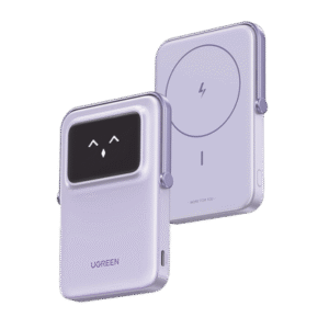 Power Bank Serie UNO Inalambrico | 10000mAh | 7.5W/20W | Con Emojis de Estado | Carga Rápida USB-C Bidireccional | Pantalla TFT Inteligente | Con Holder | Color Purple.