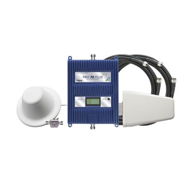 KIT Amplificador de señal celular 4G LTE, 3G y VOZ. Especial para cubrir áreas de hasta 5000 Metros Cuadrados por ser de grado comercial e industrial. Soporta múltiples operadores, tecnologías y usuarios.