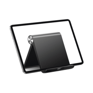 Soporte de Escritorio para Tablet / Ajustable de 0° a 100° / Goma Antiarañazos / Antideslizante / Amplia Compatibilidad con dispositivos de 4'' a 13'' / Plegable / ABS / Color Negro