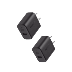 Cargador rápido de 20 W y 2 puertos, paquete de 2, negro, EE. UU.