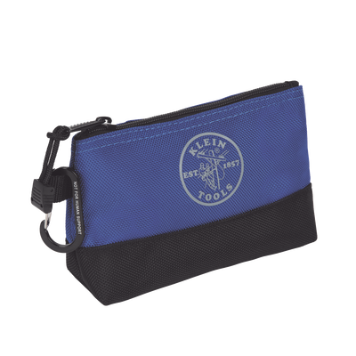 KIT 5 Bolsos Ultra Resistentes para Herramientas con Base y cierre Zipper, Colores: gris claro, amarillo, naranja, azul, gris oscuro. Todos con Mosquetones de Aluminio.